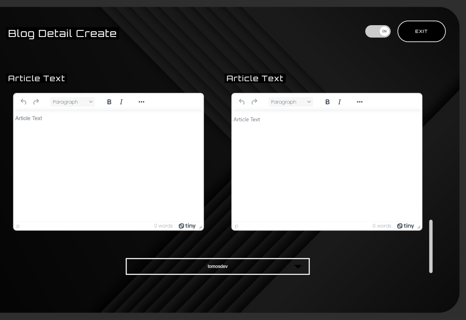 Input for creating a news article.